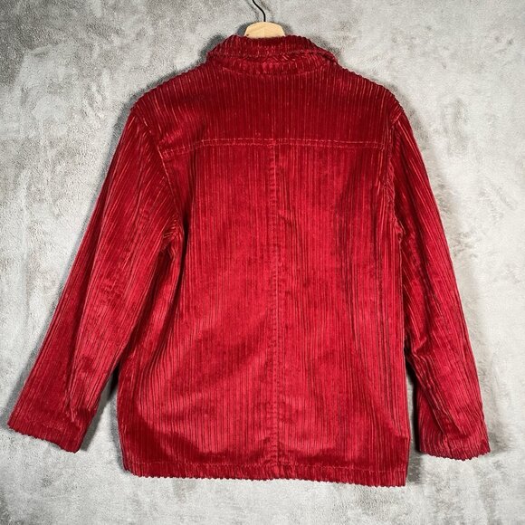 VTG Territory Ahead Red Wide Wale Corduroy Chore Coat Barn Ranch Jacket Pockets - Picture 7 of 13